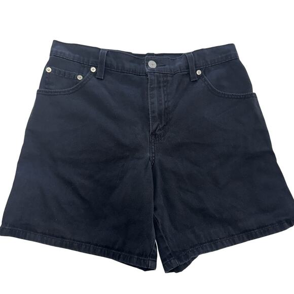 Levis Shorts Womens 8 Black 560 Relaxed Fit Denim High Rise Jean Spandex Y2K - Picture 1 of 8